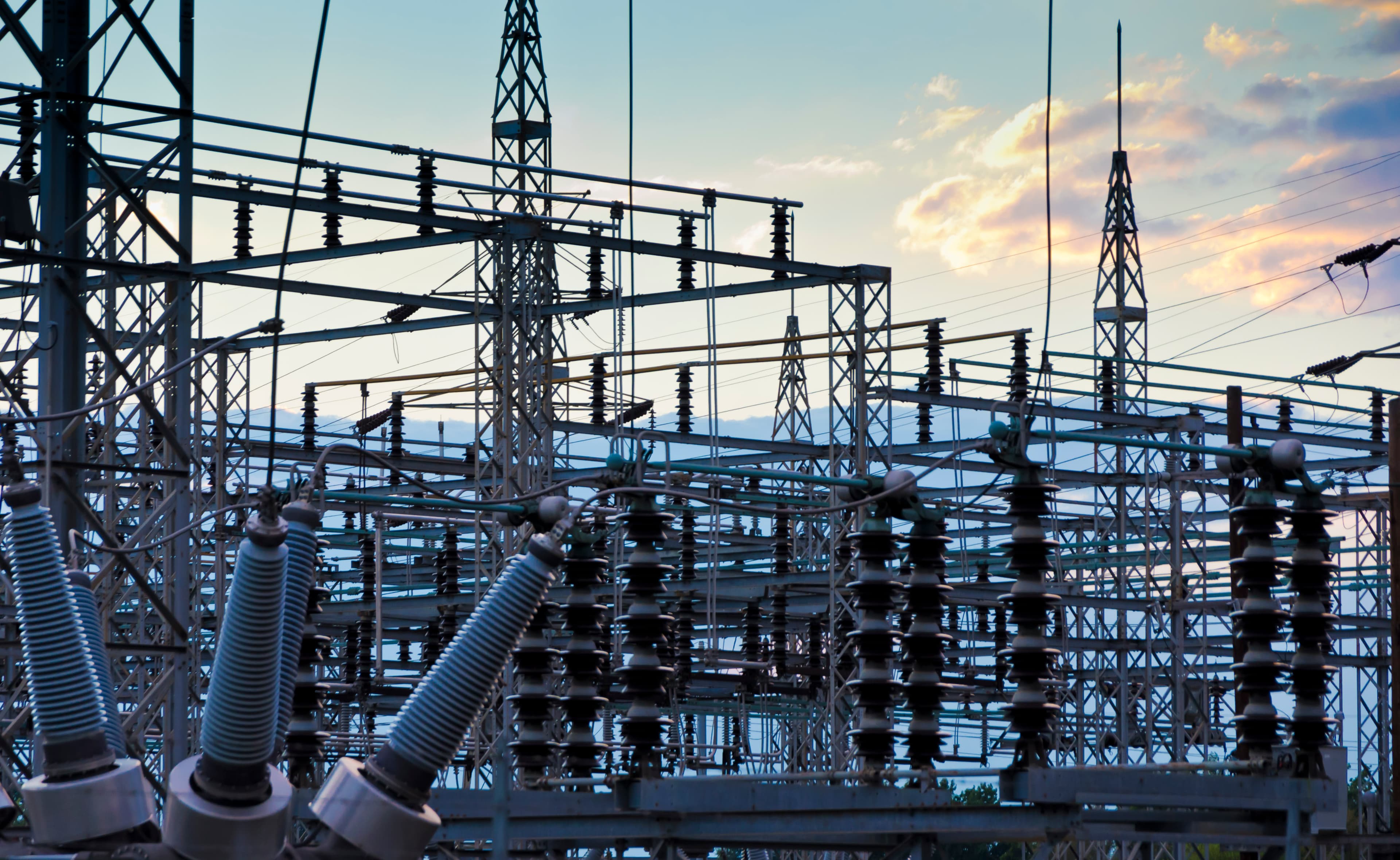 Real Duke Energy file photograph of a utility substation structure and exterior electrical equipment in Harrisburg, North Carolina.
