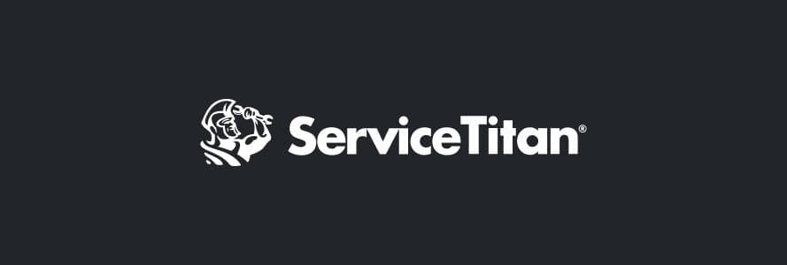 ServiceTitan wordmark and titan icon displayed in an official company brand example.