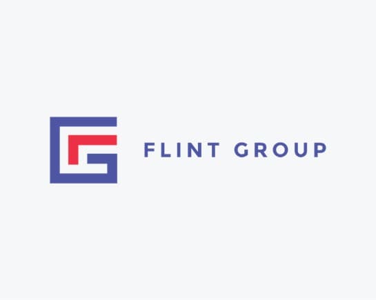 Flint Group logo in blue and red on a light background, published by General Atlantic with its 2023 strategic investment announcement.