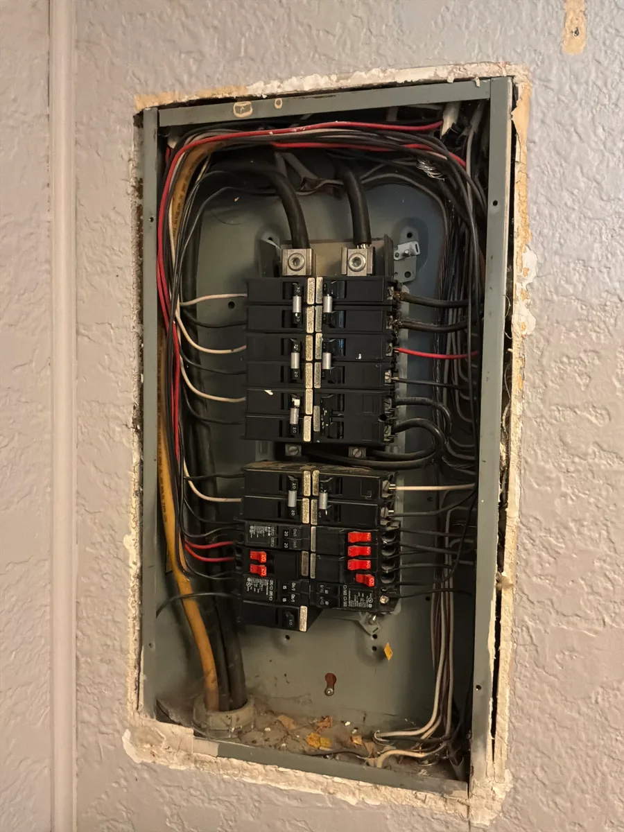 Residential Electrical Panel Service in Everett — open breaker panel showing circuits and internal wiring