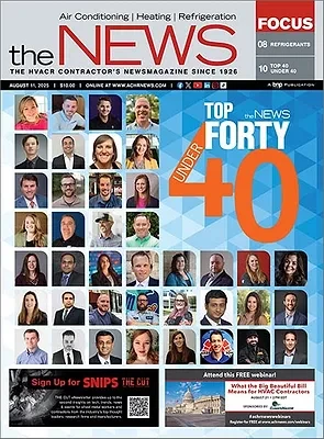 The ACHR NEWS August 11, 2025 issue featuring Top 40 Under 40 HVACR professionals