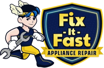Fix-It-Fast Appliance Repair logo and service mascot