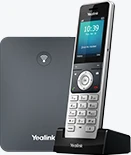 Yealink W76P cordless handset and base station — official product photography