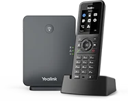 Yealink W77P cordless handset and base station — official product photography